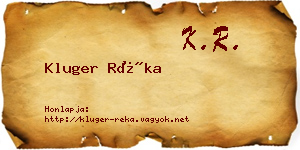 Kluger Réka névjegykártya